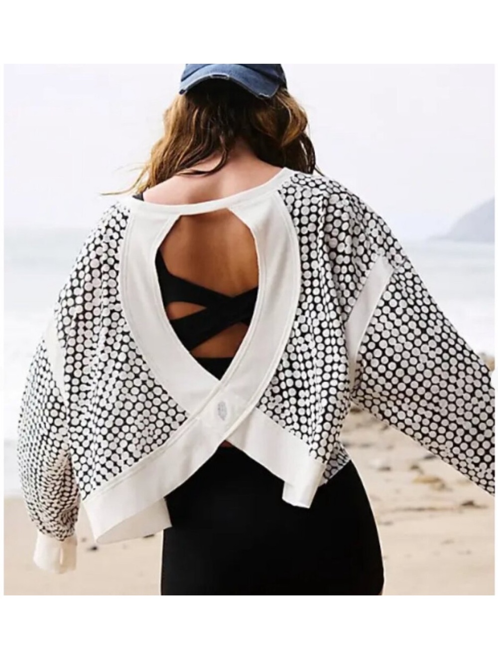 Free people movement my time printed layer top womens S long sleeve polka dot